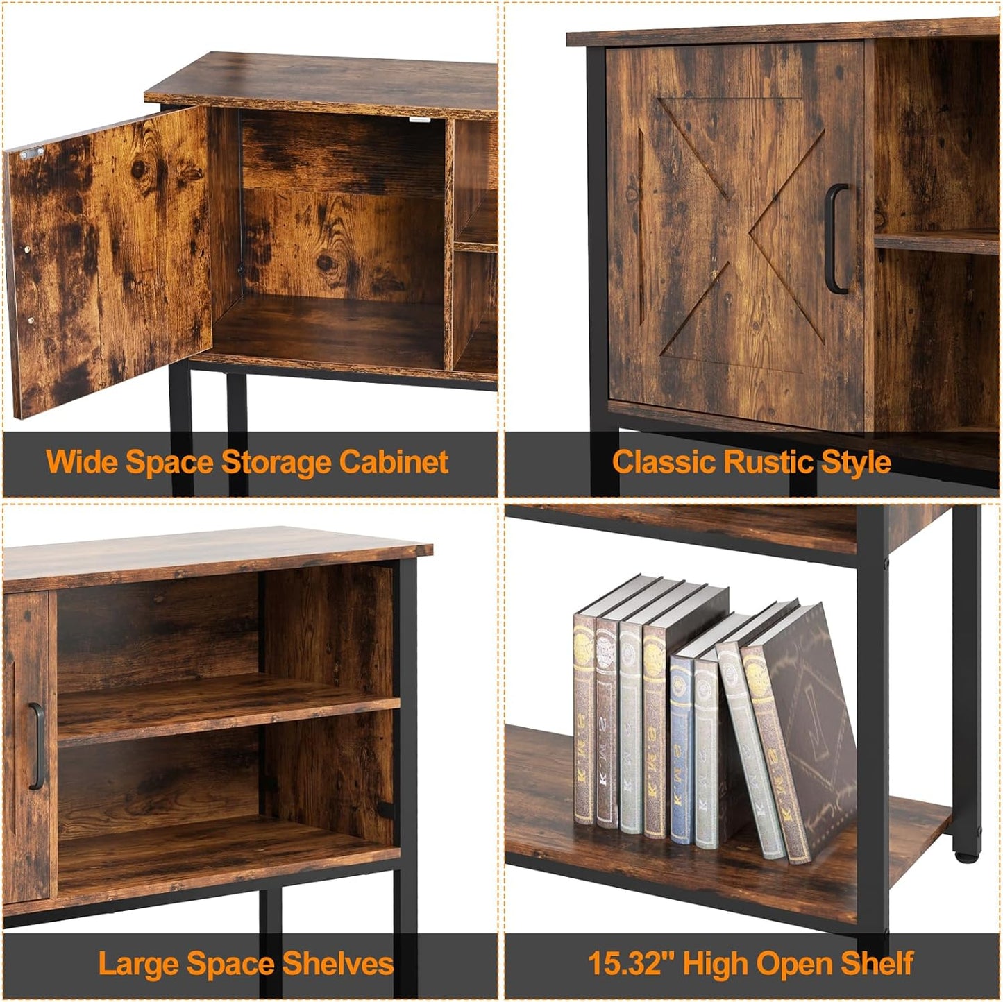 41" Console Table with Storage Shelf, Entryway Table with Storage, Behind Couch Table, Sofa Table for Entryway, Hallway, Living Room, Foyer, Kitchen, Rustic Brown