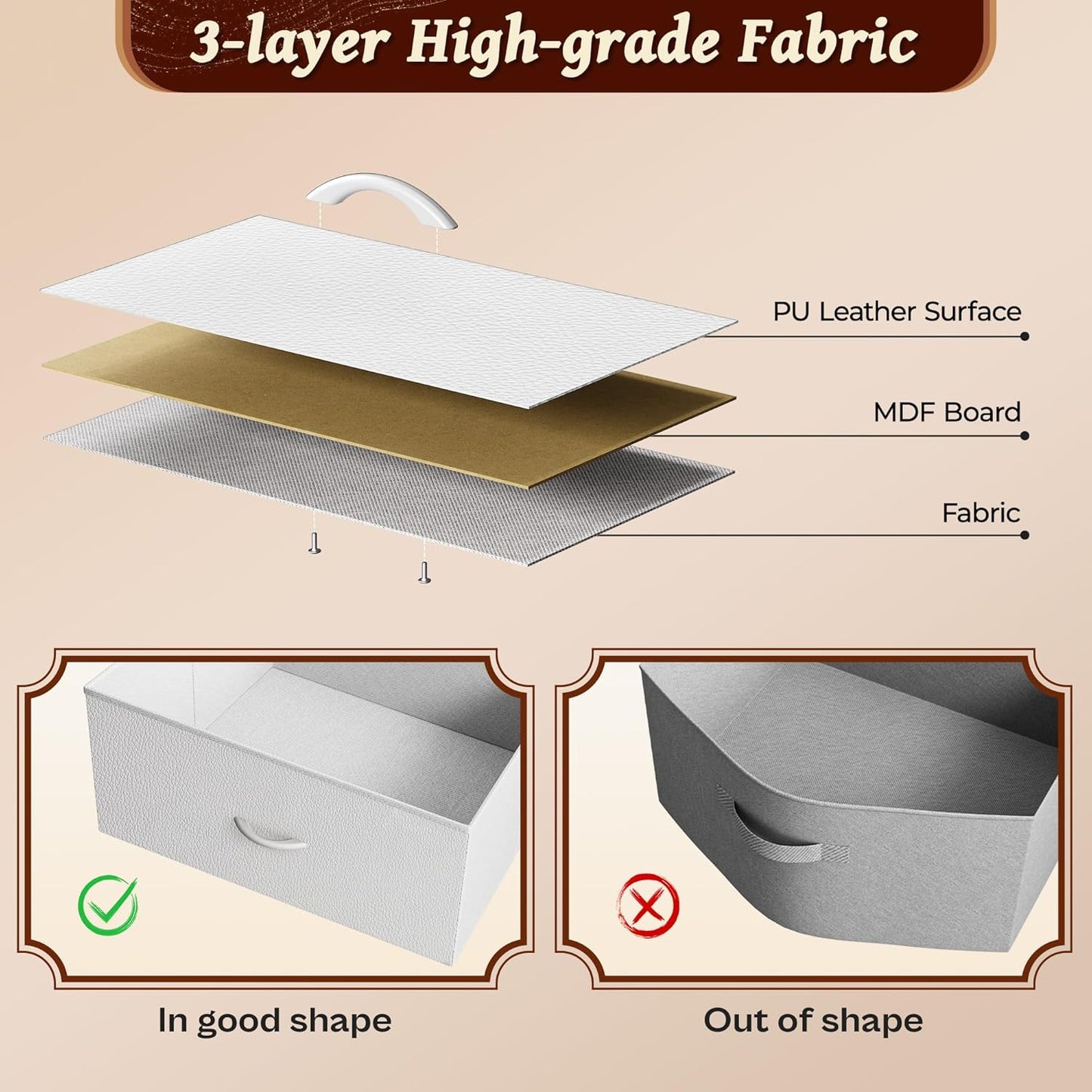 Huuger 63 Inch Long Dresser for Bedroom, Wide TV Stand for 55, 65, 70 Inch TV, 6 Drawer Dresser for Closet with Fabric Drawers, Storage Organizer for Bedroom, Entryway, PU Leather, White