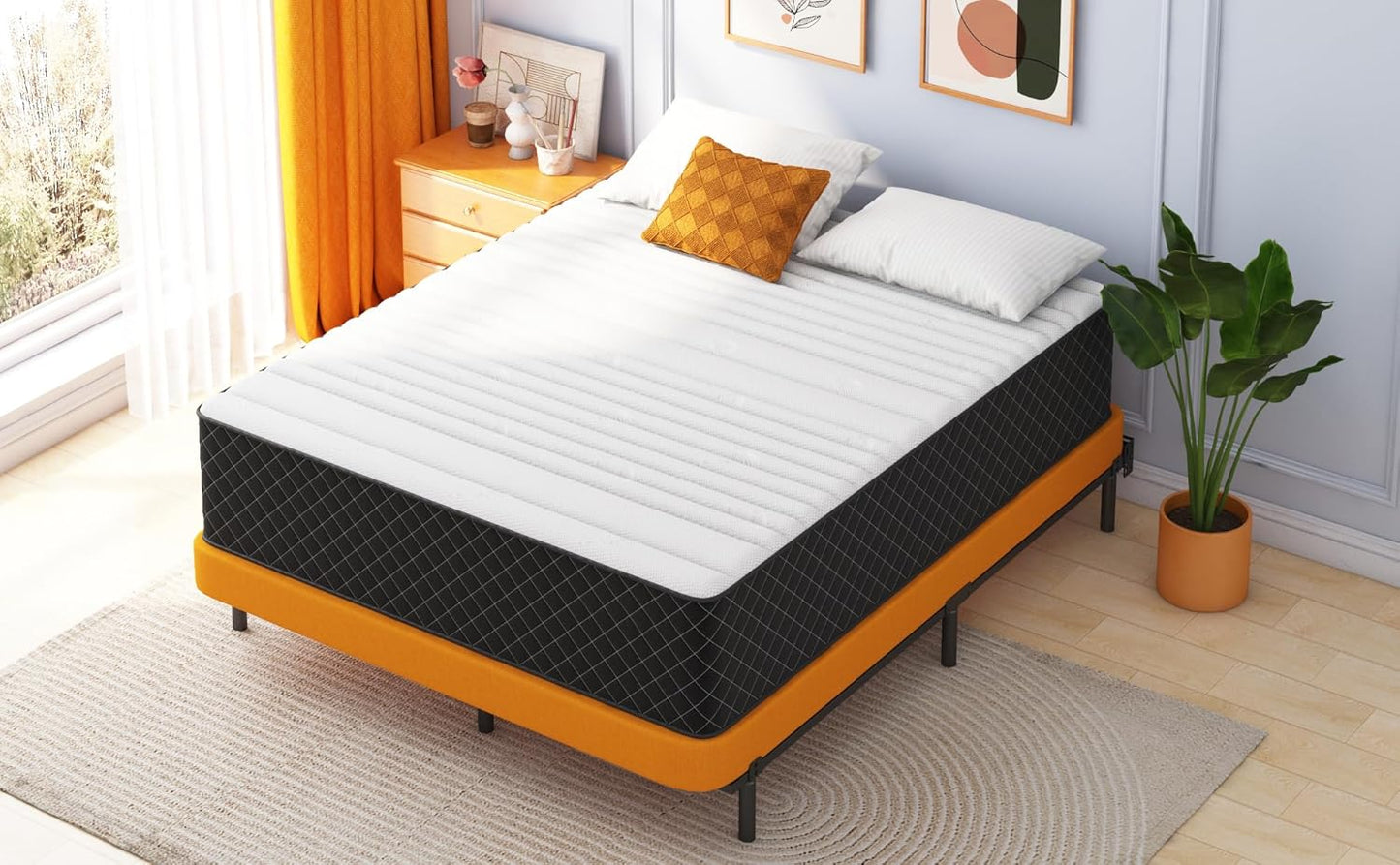 Twin Mattress 12 Inch – Hybrid Memory Foam & Pocket Spring Bed in a Box, Medium Firm, Cooling Comfort & Pressure Relief, 120-Night Trial