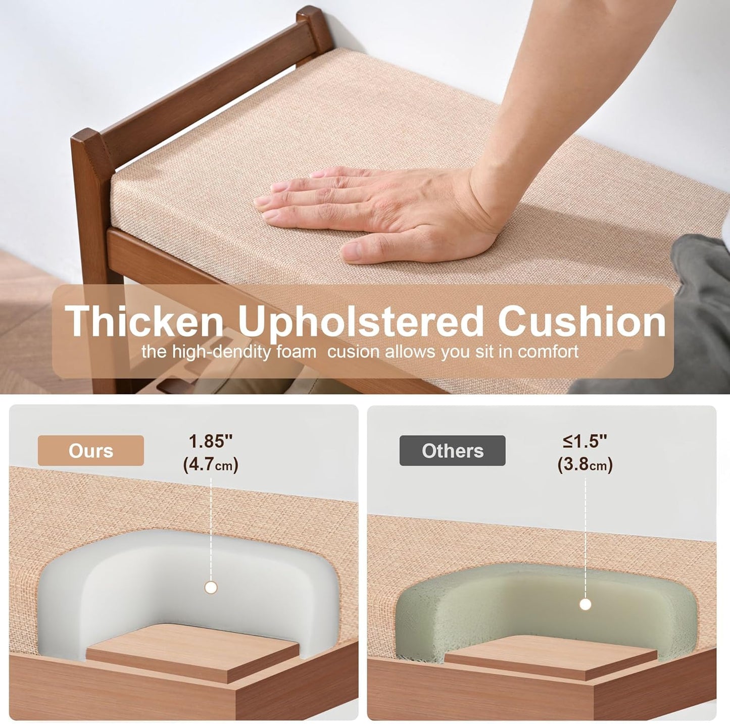 Shoe Rack Bench with Cushion, Shoe Rack for Front Door Entrance, Shoe Bench with Storage for Entryway Hallway Bedroom Living Room