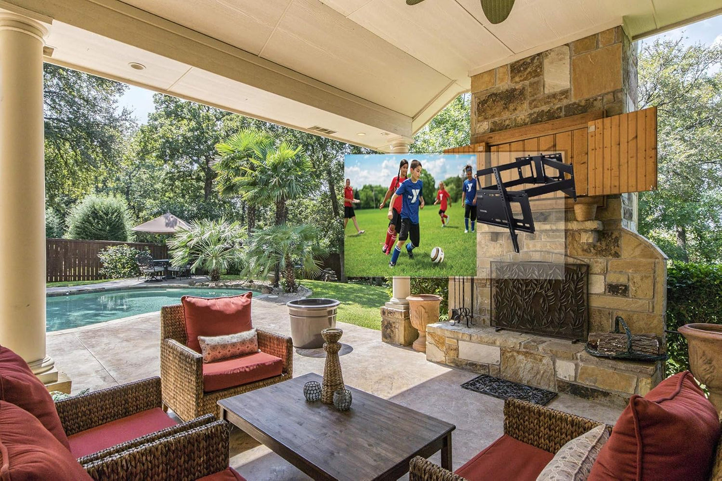 FORGING MOUNT Heavy Duty Long Arm TV Mount,Full Motion TV Mounts Bracket 43 inch Extension Dual Articulating Arm, Fits 50-90 Inch Flat/Curve TVs, Holds up to 198 lbs, VESA600x400mm