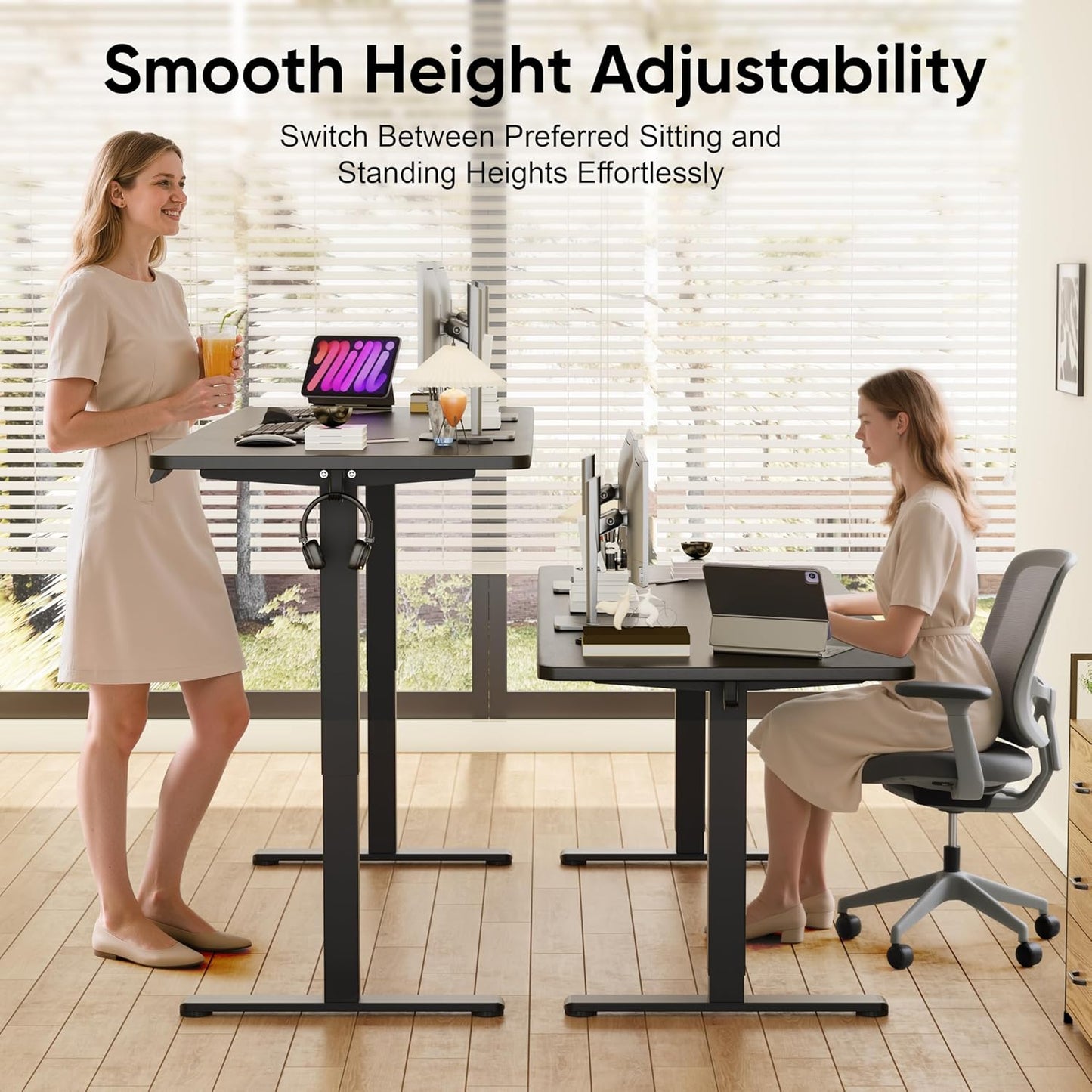 Monomi Electric Standing Desk, 79 x 31.5 inches Height Adjustable, Ergonomic Home Office Sit Stand Up Desk with Memory Preset Controller (Black Top/Black Frame)