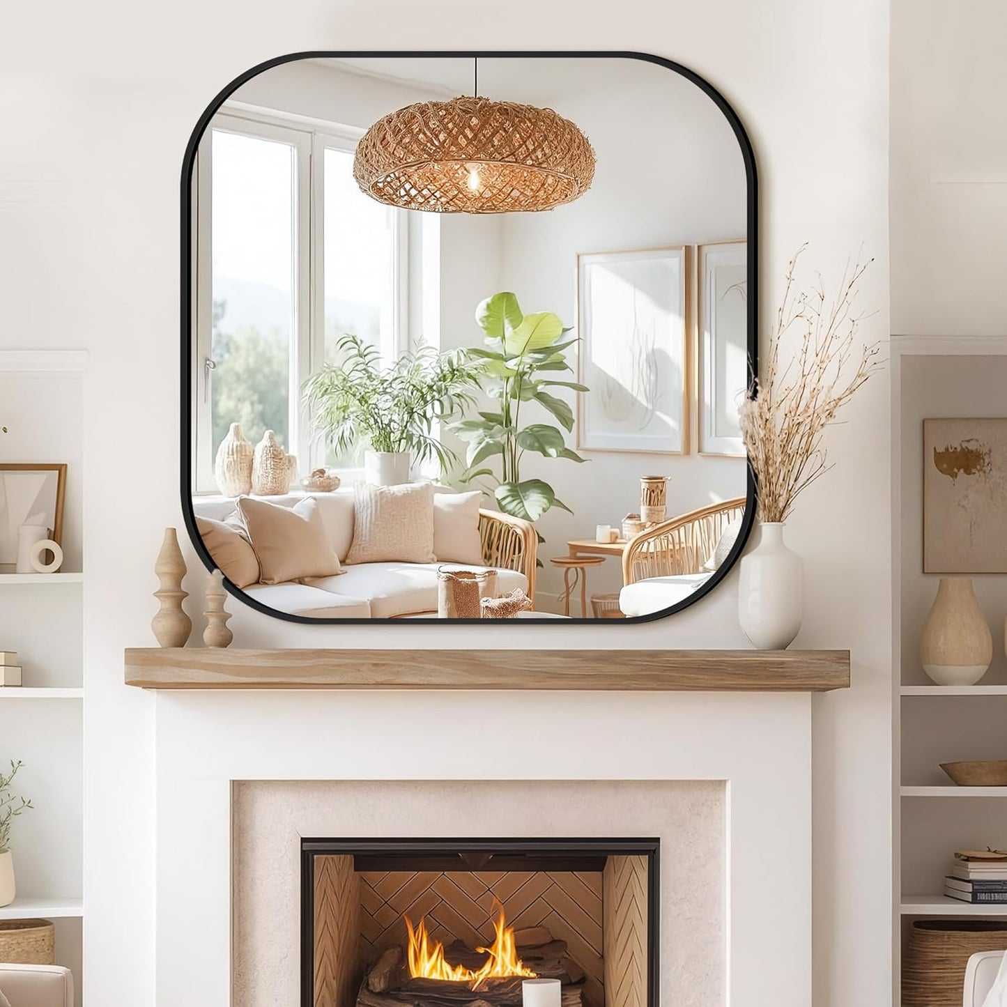 Bathroom Mirrors for Over Sink, 35x35 Vanity Squircle Mirror for Bathroom Sink, HD Shatterproof Square Wall Mirror for Bathroom Washroom Lavatory Restroom Metal Frame