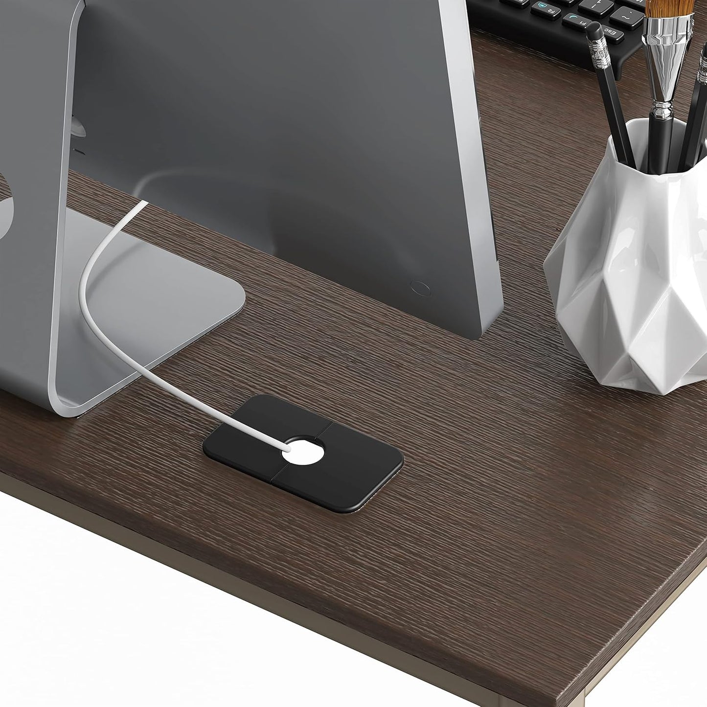 SHW Mission 55 x 60 Inches L-Shape Home Office Computer Desk, Espresso