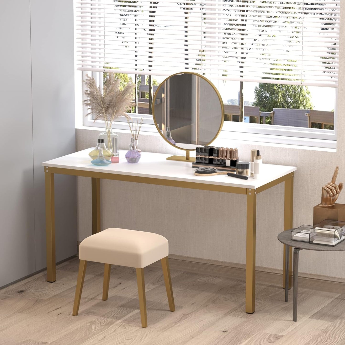 Teraves Computer Desk/Dining Table Office Desk Sturdy Writing Workstation for Home Office (39.37“, White)