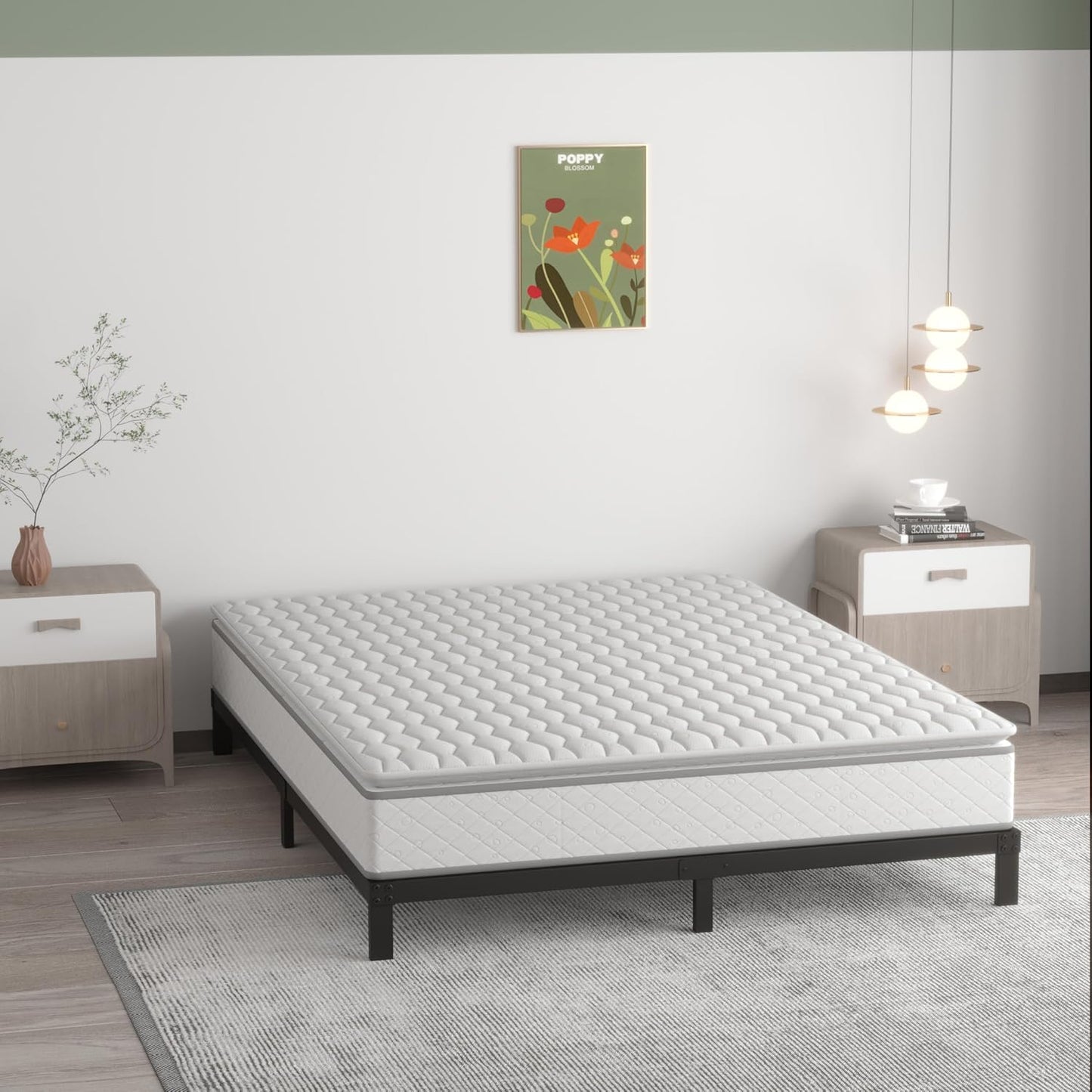 7 Inch King Bed Frame No Box Spring Need, Low Profile Metal Platform King Size Bed Frame, Heavy Duty Support Bedframes King, Easy Assembly