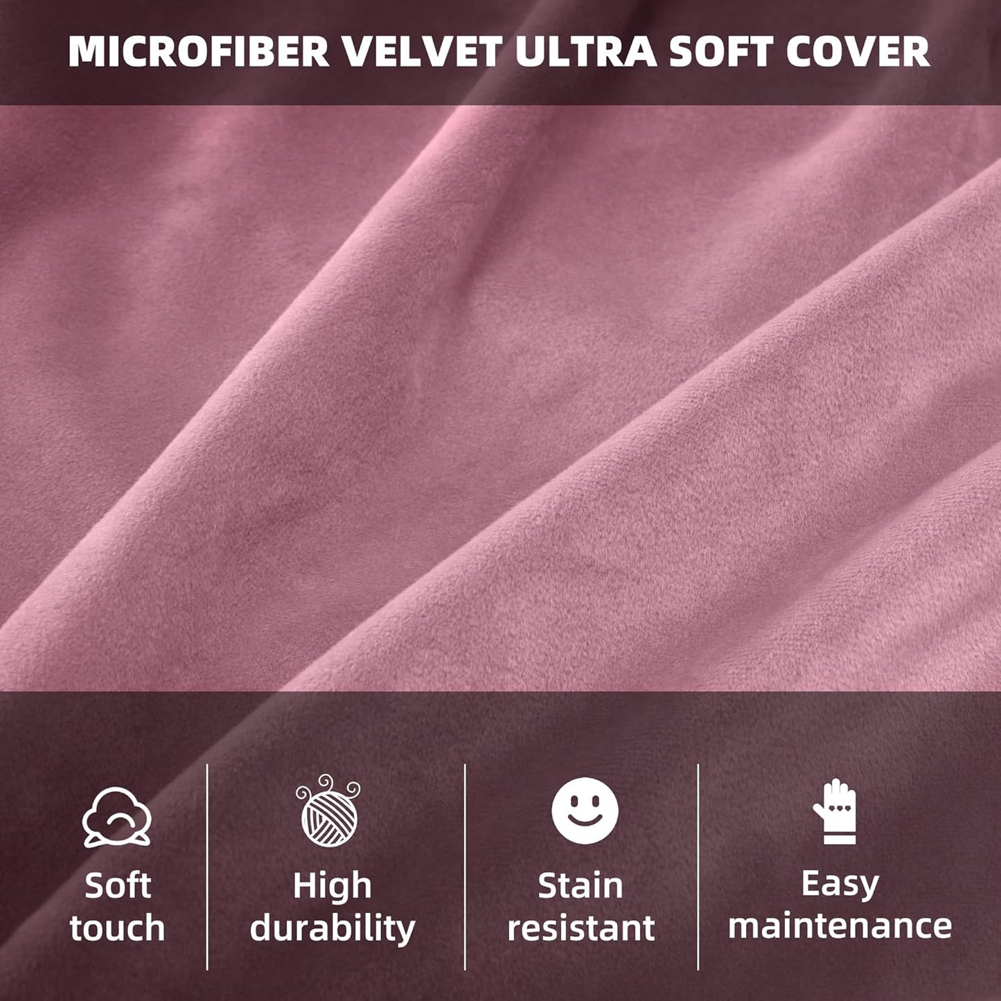 HABUTWAY Bean Bag Chair 3Ft Luxurious Velvet Ultra Soft Fur with High Rebound Memory Foam Bean Bag Chairs for Adults Plush Lazy Sofa with Fluffy Sponge 3' (Soft Pink)