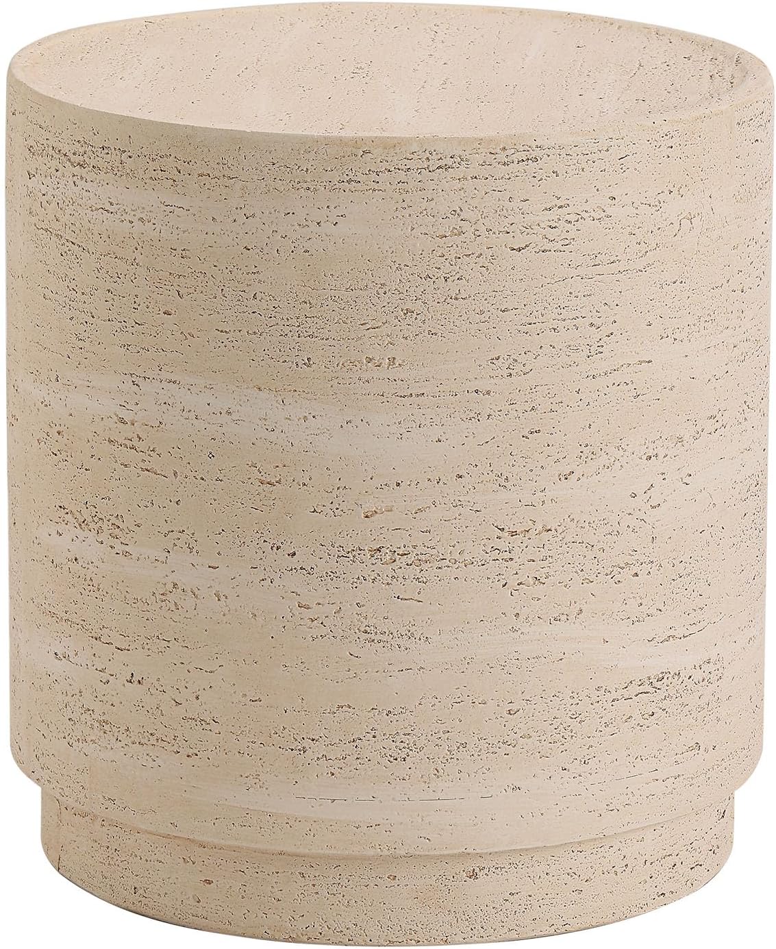 COSIEST 14.4" Outdoor Side Table, Round Concrete End Table for Patio Small Outdoor Coffe Tables, Garden Stool Accent Table for Livingroom, Porch, Deck, Balcony & Beach，Sandy Yellow