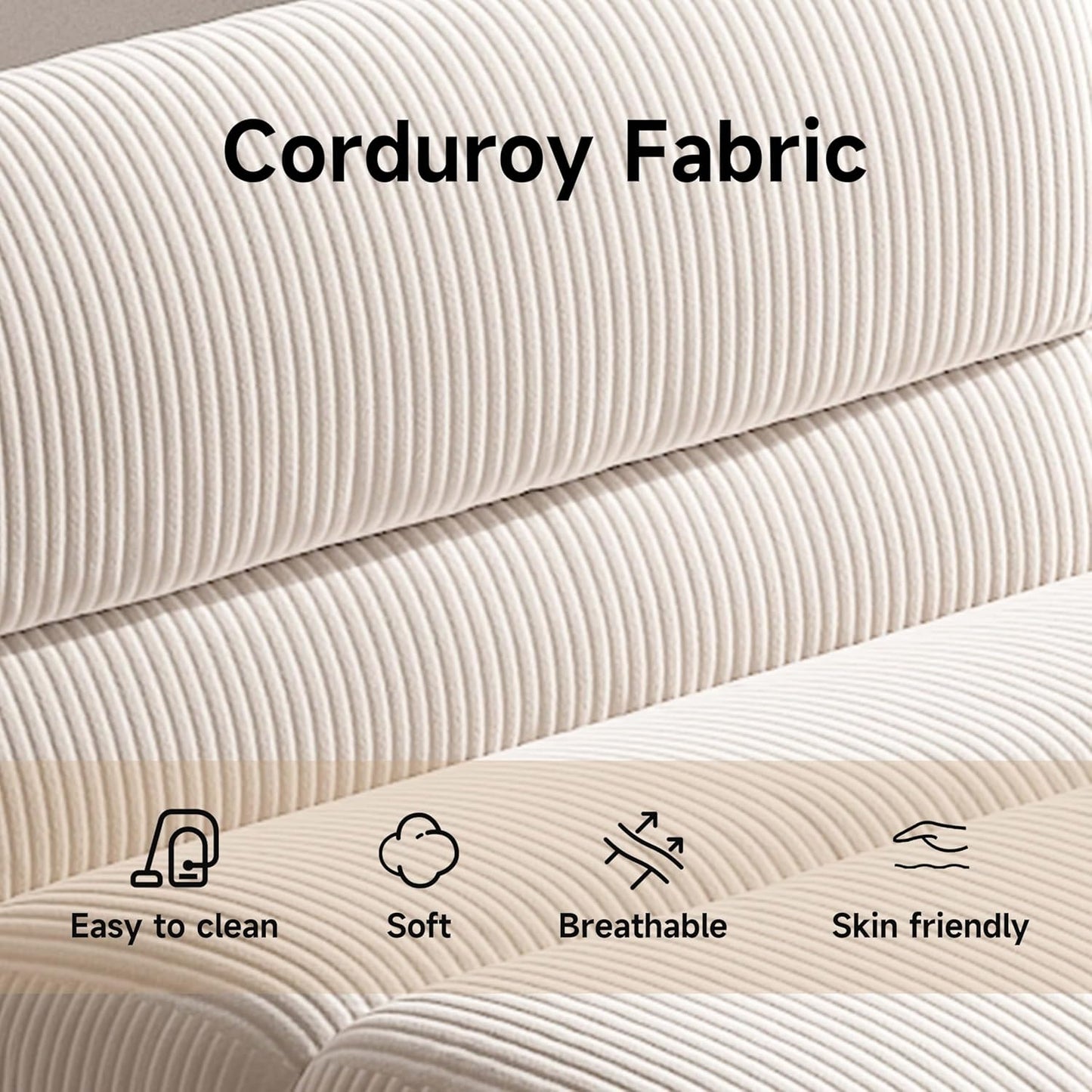 Bean Bag Chair with Ottoman, Cozy Comfy Reading Nook Chairs, Ultra Soft Corduroy Fabric Bean Bag Chairs for Adults, Reading Chair with Ottoman for Living Room, Bedroom Apartment (Beige)