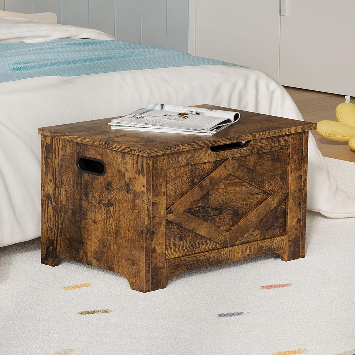 GarveeHome 23.6" Storage Chest, Wooden Storage Bench with Safety Hinge, Easy Assembly, Large Toy Chest for Entryway, Living Room, Bedroom