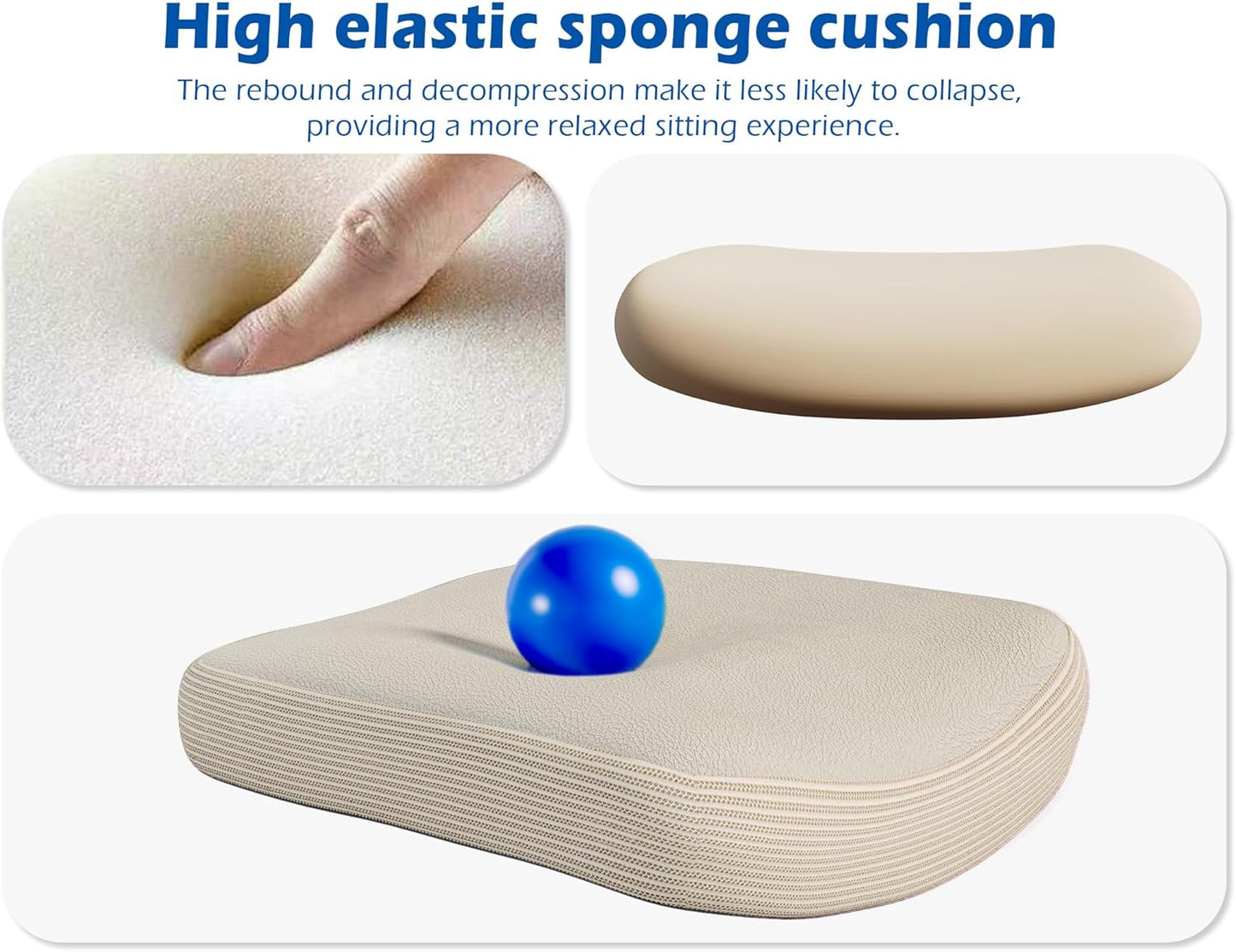 TRALT Ergonomic Office Chair - Desk Chair with Adjustable Lumbar Support Computer Chair - Mesh Comfy Chair with Flip-up Armrests - Gaming Chairs for Adults Home Office (Leather, Beige)