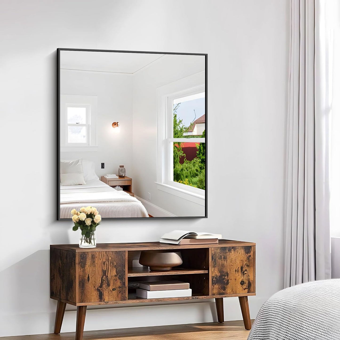 KOCUUY Black Rectangle Mirror, 36"x40" Bathroom Mirrors for Over Sink, Large Black Wall Mounted Mirror, Metal Framed Mirror for Wall, Vanity Mirror for Bathroom Living Room Bedroom Dining Room