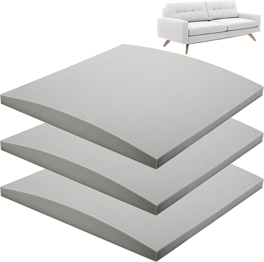 moonoom 22"x22" Couch Cushion Support, Grey Sofa Cushion Sagging Repair, Curved High Density Foam Replacement for Furniture Sagging Seat Sectional Loveseat Chair (3 Pcs)