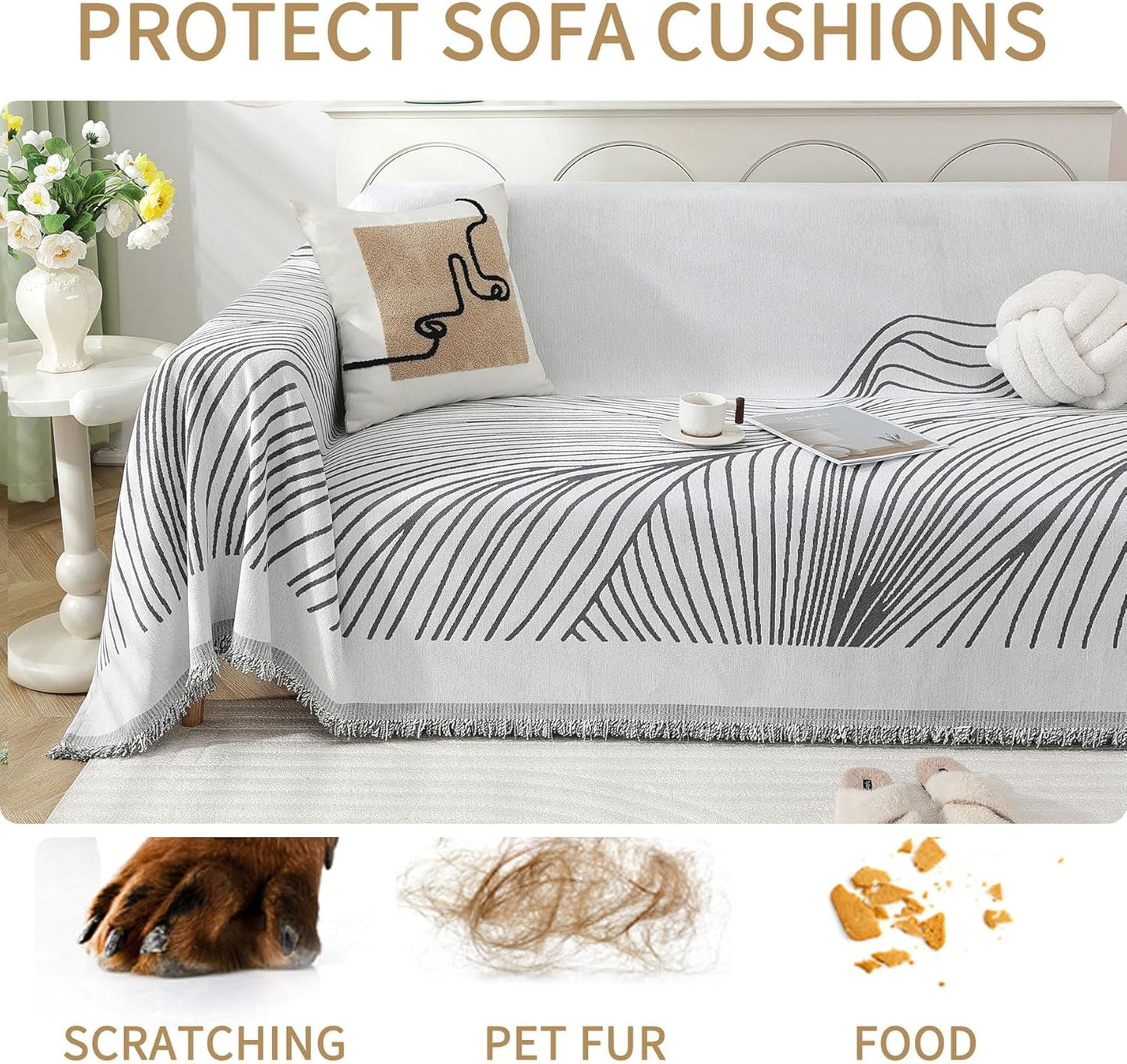 Non Slip Sofa Covers Couch Covers for 2 Cushion Couch Sofa Pet Friendly Washable Couch Covers for Sofa, Soft Thick Sectional Couch Covers L Shape Furniture Protector for Kids, Dogs 71" X102"