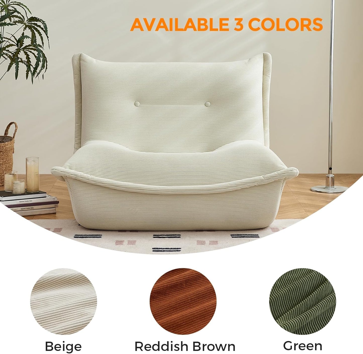 Bean Bag Chairs for Adults Giant BeanBag Chair Sofa Memory Foam Bean Bag Chair Couch with Ergonomic Design for Adults and Kids Home Living Room Bedroom Office Home Gaming Salon(Beige)