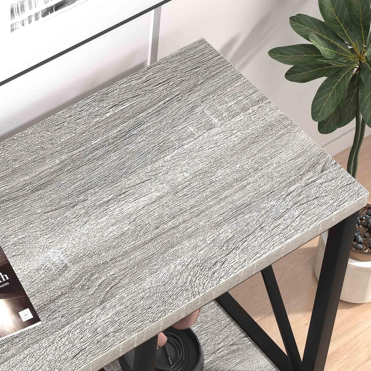 FOLUBAN Modern TV Stand for TV up to 65 Inch, Rustic Wood Entertainment Center with Storage Shelves, Industrial Media TV Console for Living Room, Farmhouse TV Table for Bedroom, 55 Inch Light Grey