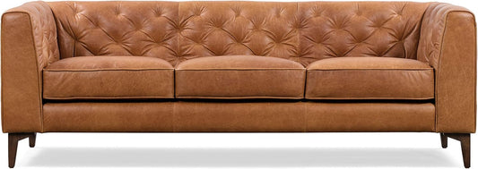 POLY & BARK Essex Sofa in Full-Grain Pure-Aniline Italian Tanned Leather in Cognac Tan