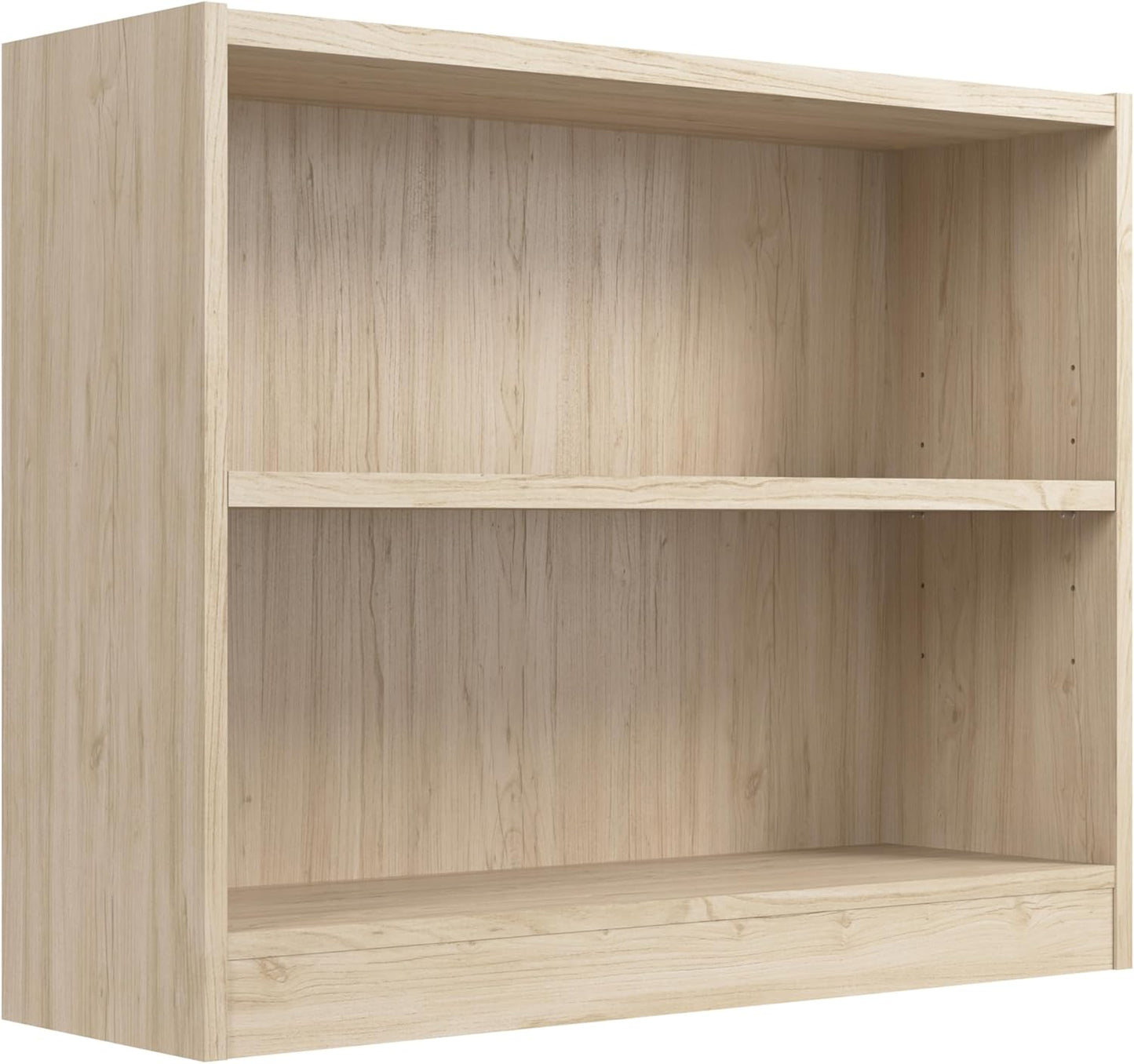 Bush Furniture Universal Small 2 Shelf Bookcase in Natural Elm, Low Storage and Display Bookshelf for Home Office or Living Room Organization