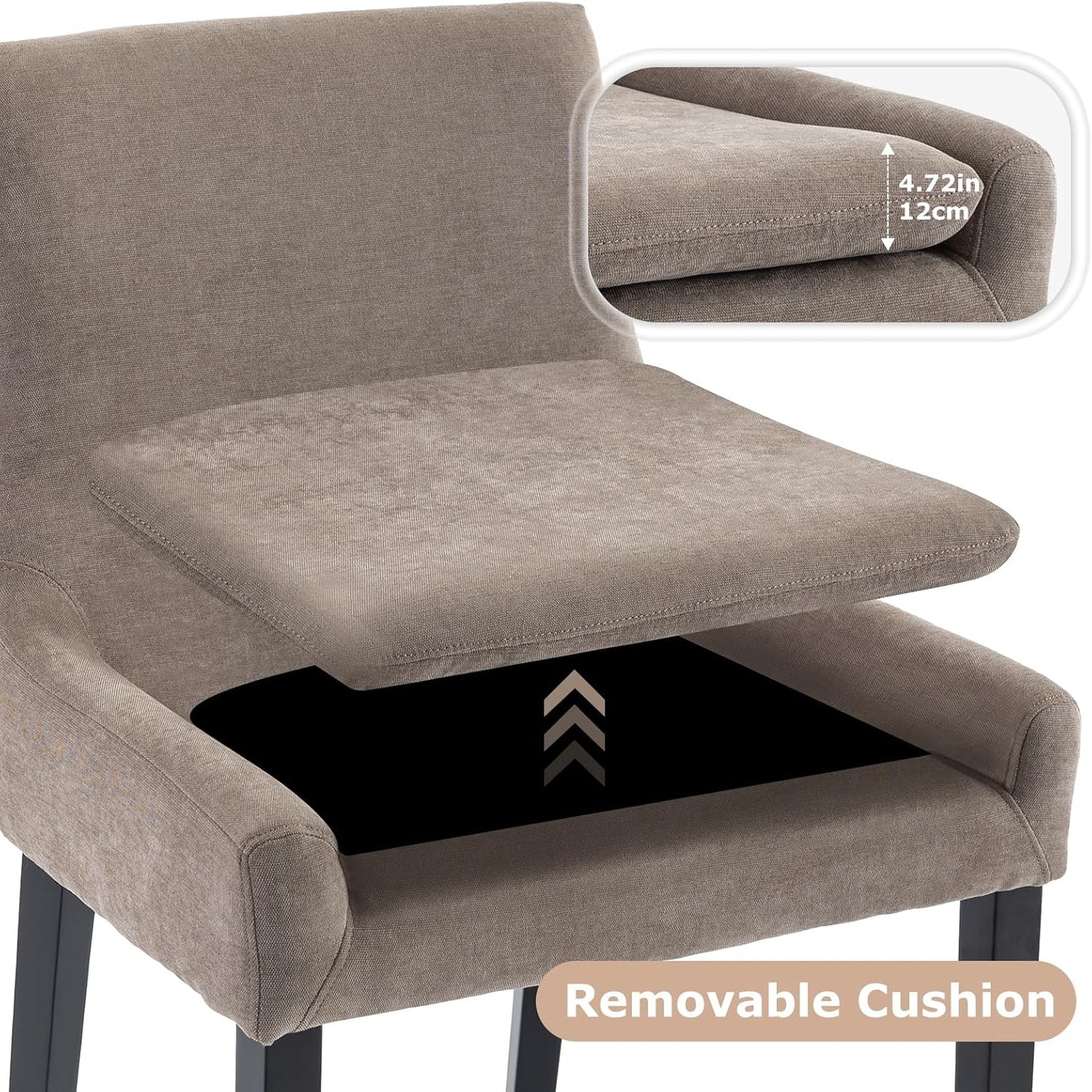 COLAMY Modern Dining Chairs Set of 6, Upholstered Corduroy Accent Side Leisure Chairs with Mid Back and Wood Legs for Living Room/Dining Room-Camel