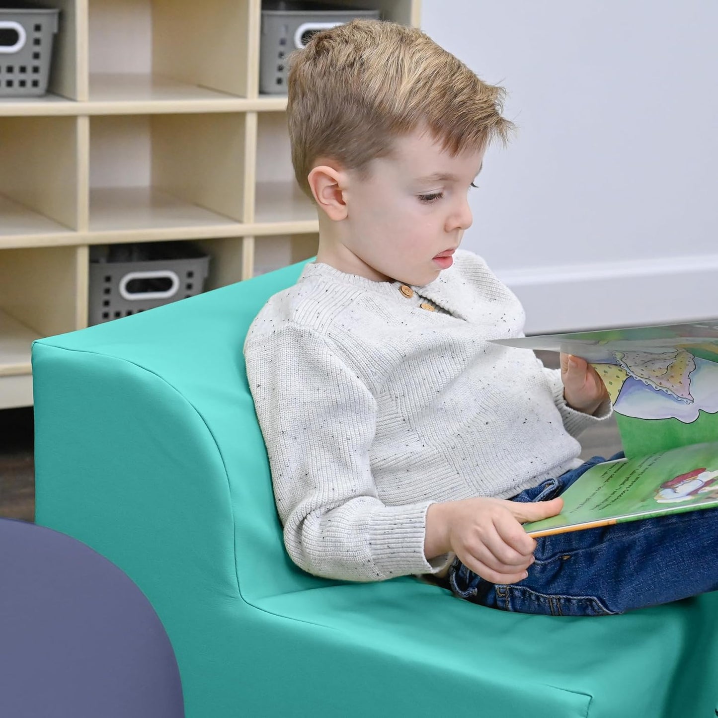 Children's Factory Library Loungers, Flexible Seating Classroom Furniture, Comfy Kids Chairs, Tranquility, Set of 4