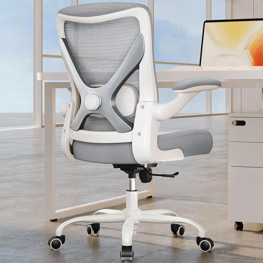 Ergonomic Office Chair with Lumbar Support - Adjustable Computer Desk Chairs for Home Office, Gaming, and Work - Comfortable and Supportive Desk Chairs for Adults(Grey Silver)