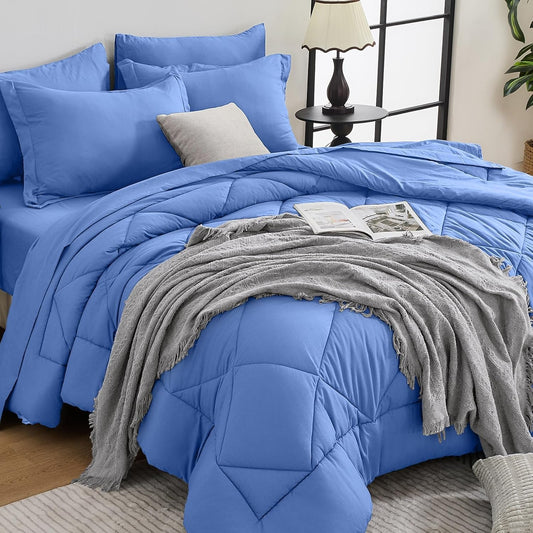 HEVUMYI Royal Blue Twin-XL Comforter Set - 5-Piece All Season Bed in a Bag Twin-XL, Ultra Soft Bedding Set with Comforter, Flat Sheet, Fitted Sheet, Pillowcases, Pillow Shams