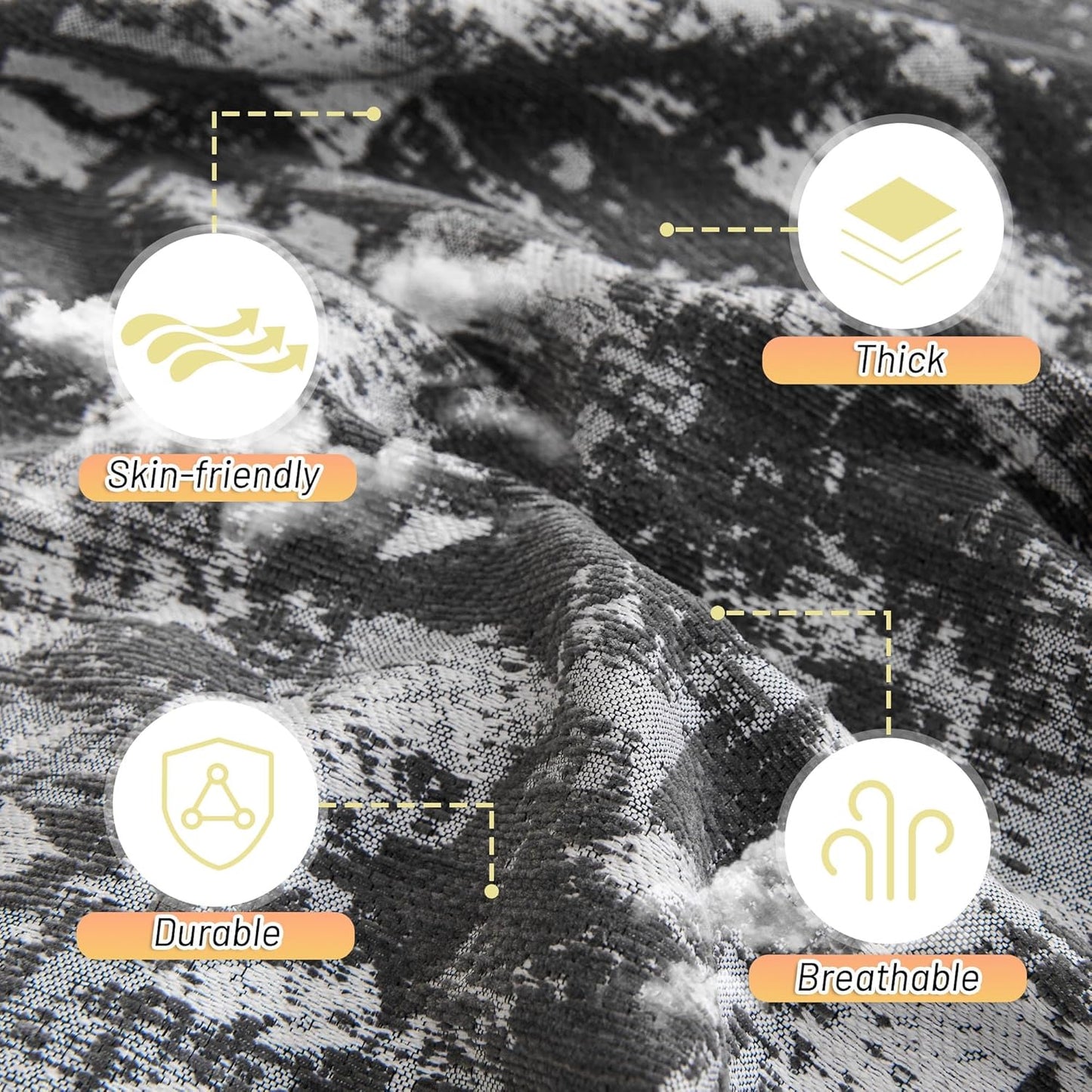 MYSKY HOME Couch Covers for 3 Cushion Couch Sofa, Chenille L Shape Sectional Couch Cover - Pet-Friendly, Machine Washable, Non-Slip Sofa Protector for Dogs, Kids, 71"x118", Grey Blur Mottling