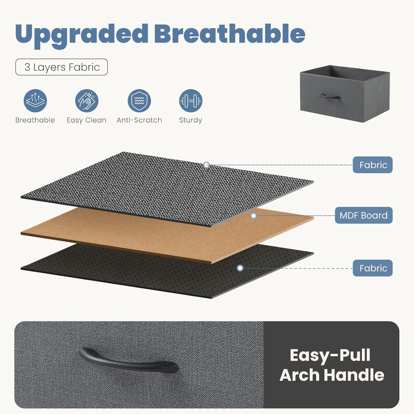 DUMOS TV Stand Dresser with 7 Fabric Drawers, Multifunctional Storage Organizer for Living Room Bedroom Closet, Entertainment Center Cabinet Chest Modern Furniture for Clothing,Charcoal Gray