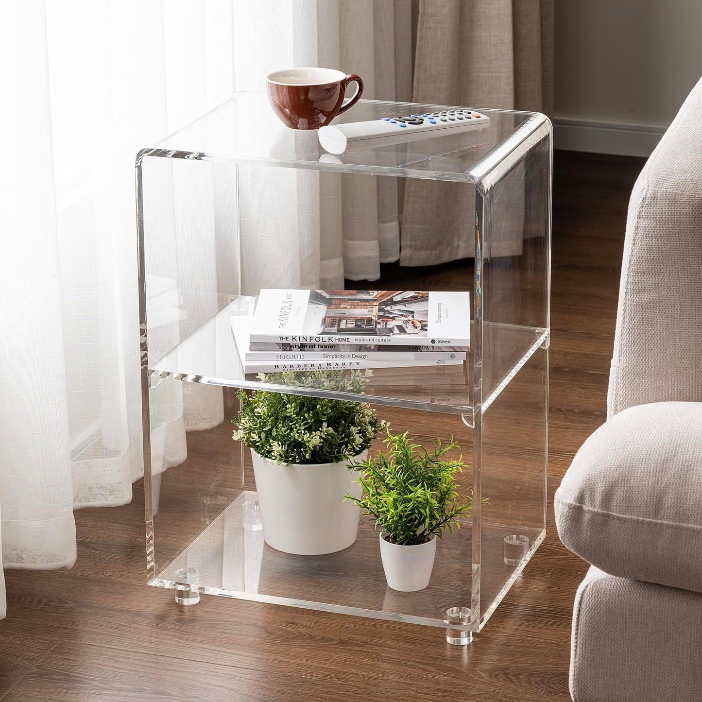 MyGift 3 Tier Clear Acrylic Table, Accent Furniture for Living Room, Bedroom Clear Nightstand Side End Tables