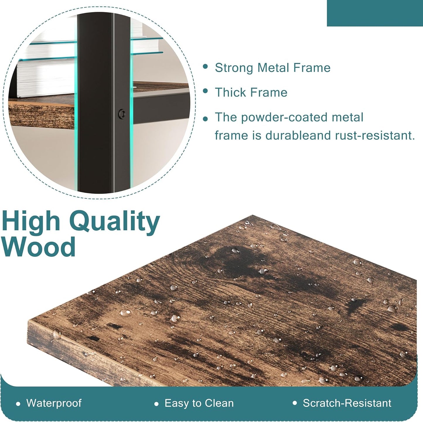 Shintenchi Bookshelf, Arched Bookshelf 5 Tier Bookcase, Tall Shelf for CDs/Books, Home Office Shelf Storage Organizer, Modern Book Shelf for Bedroom/Living Room, Rustic Brown