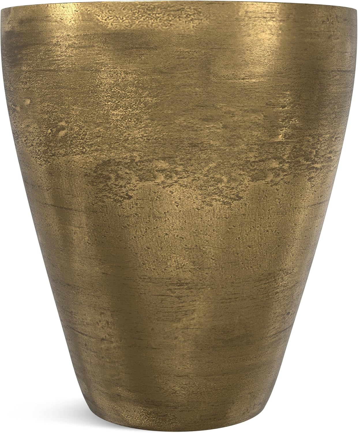 SIMPLIHOME Cavan Metal Side Table in Antique Brass, 16.5" Round, 17.75" H, Cast Aluminum Accent Table for Living Room, Bedroom, Office, Mid-Century Modern Design