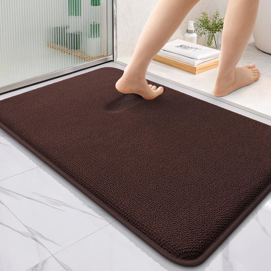 OLANLY Thick Memory Foam Bath Mat Rug 36x24, Extra Soft Absorbent Bathroom Rug, Quick Dry Bath Mats, Non-Slip, Machine Washable Carpet for Bathroom, Tub and Shower, Home Decor Accessories, Brown