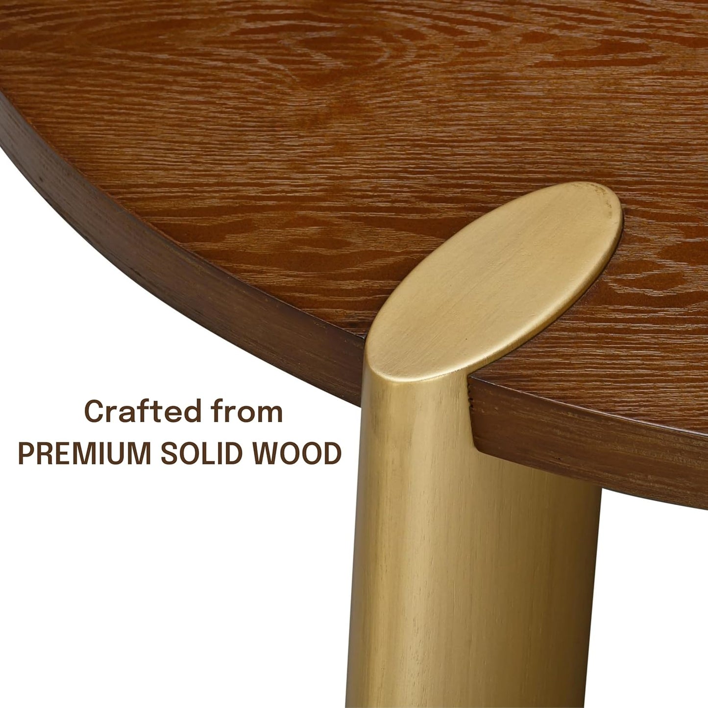 NTC 40 Inch Tribase Boho Wooden Round Coffee Table for Living & Dining Rooms – Waterproof & Heat Resistant, Dark Walnut