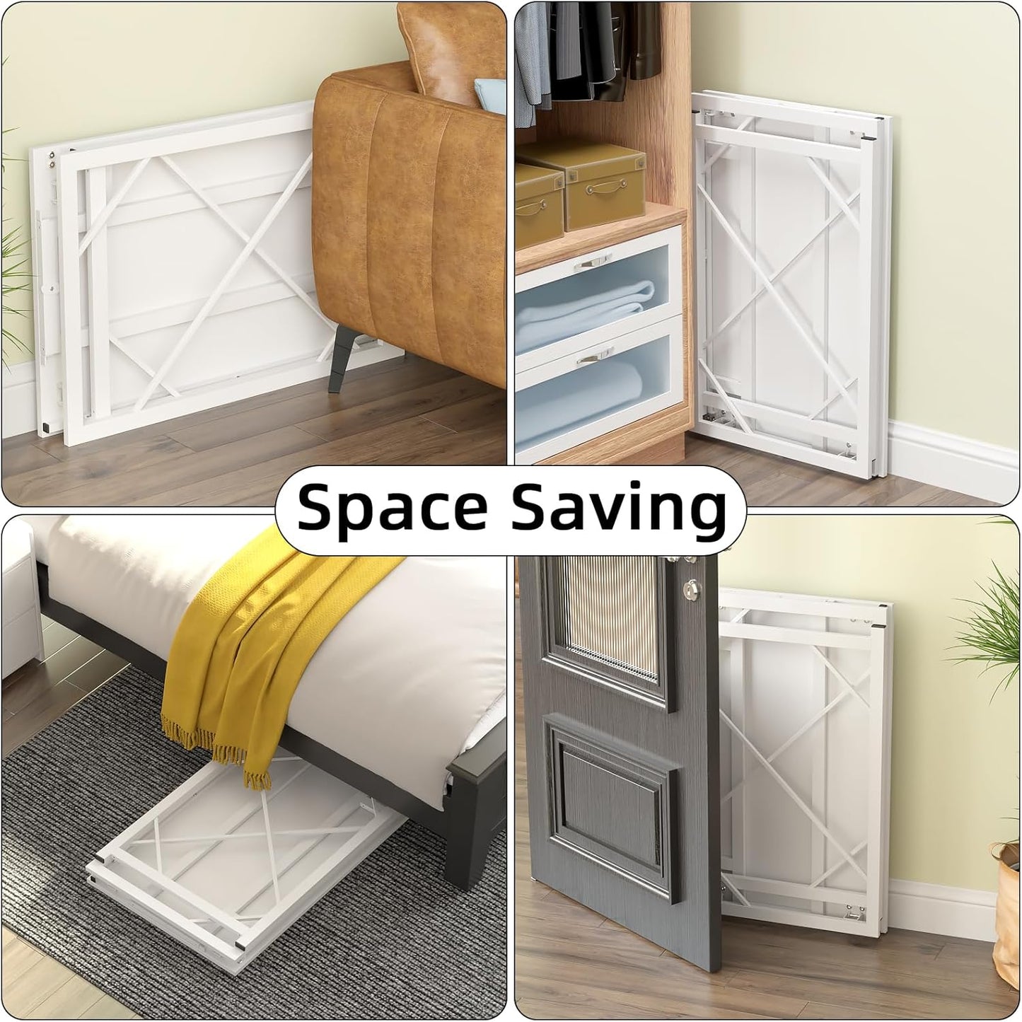 Elephance Folding Desk Writing Computer Desk for Home Office, No-Assembly Study Office Desk Foldable Table for Small Spaces