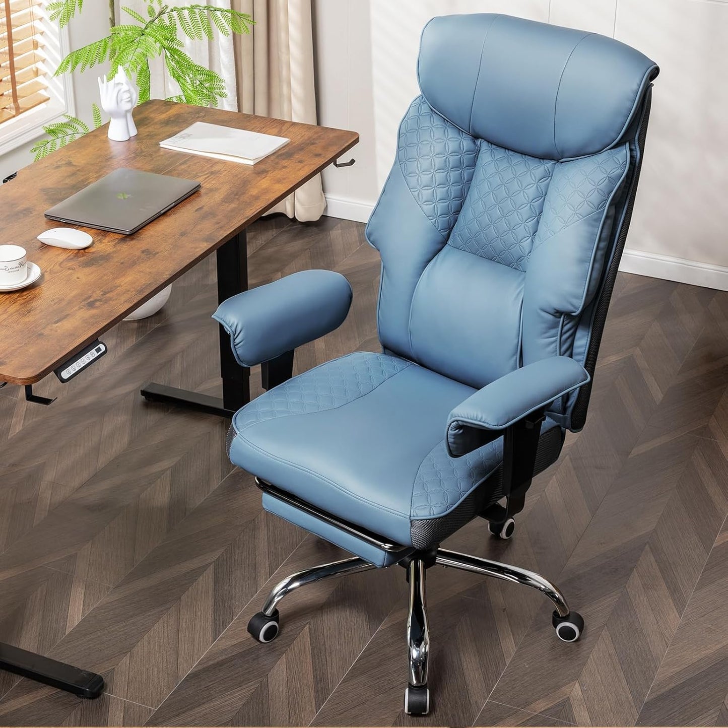 GTRACING Big and Tall Office Chair 400LBS Wide Ergonomic Gaming Chair with Deluxe Embossing Designed Leather with Foot Rest,150°Reclining Adjustable Soft Armrests Pocket Spring Back Support and Pillow