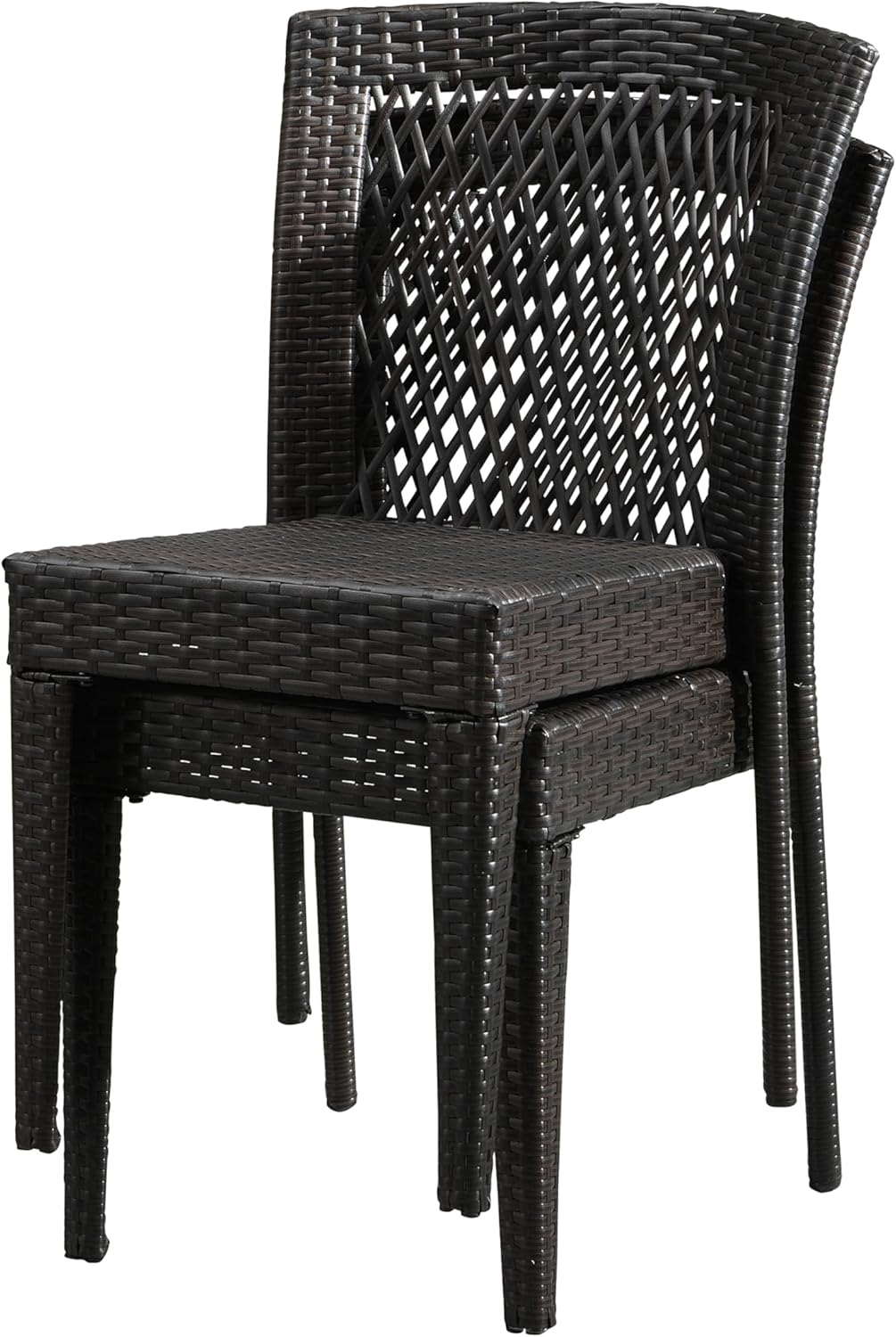 Merax Outdoor Dining Chairs Set of 2,Stackable Chairs with UV-Resistant PE Rattan and Steel Frame for Patio,Garden,Balcony,Supports 400lbs,Brown Multi