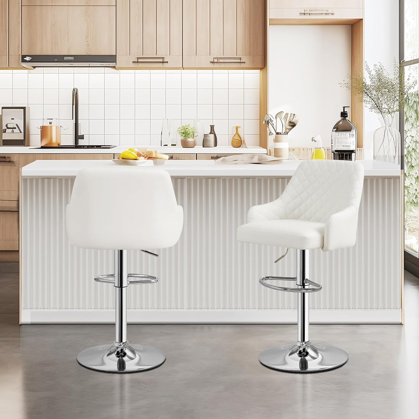 VECELO Adjustable Bar Stools Set of 2, Bar Height Stools for Kitchen Counter