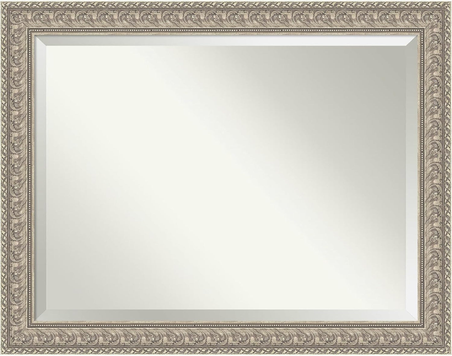 Amanti Art Silver Bathroom Mirror for Over Sink, 37x47 Sydney Silver Rectangle Vanity Mirror, X-Large Traditional Frame, Hangs Horizonally and Vertically, Bathroom Wall Decor, Beveled Edge