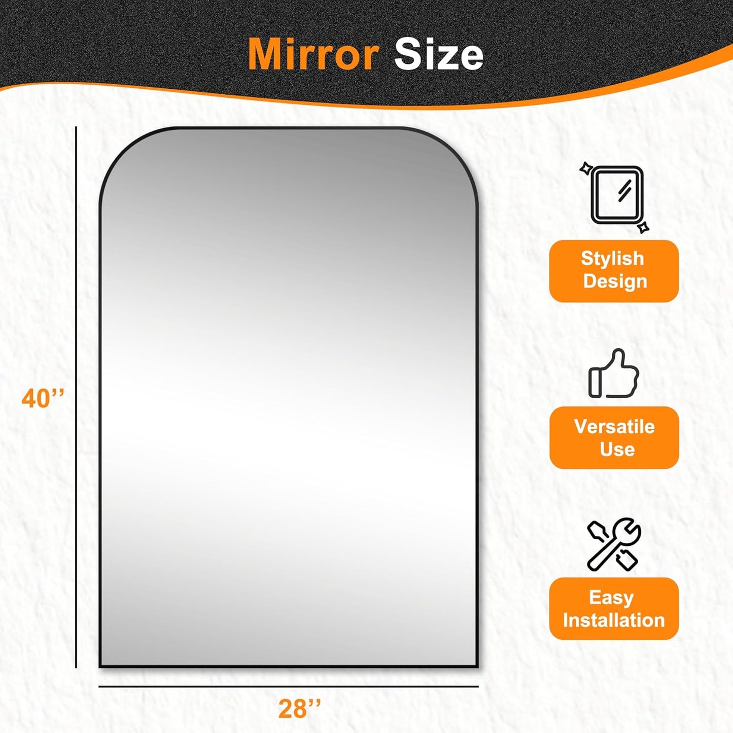 Bathroom Vanity Mirror,40" x 28" Black Metal Framed Wall Mirror for Over Sink, Living Room, Bedroom,Entryway Decor