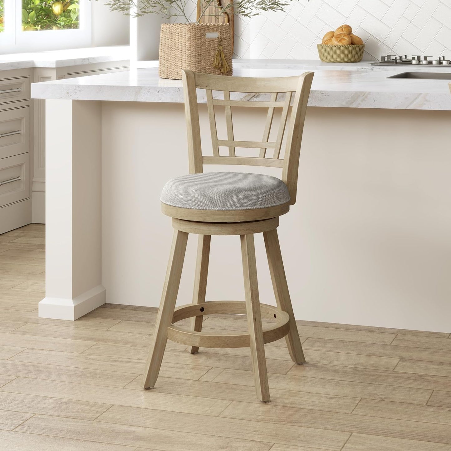 Hillsdale Fairfox 24.5" Wood Swivel Counter Height Stool, Natural