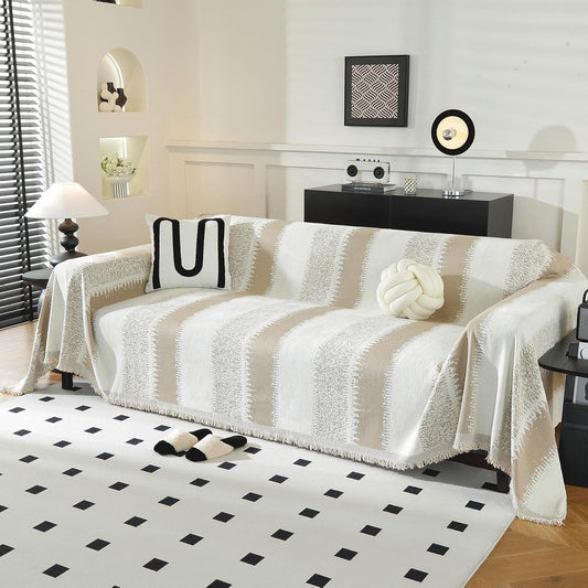 LUFEIJIASHI Boho Couch Covers for Sofa Non Slip Sofa Covers Washable Couch Covers for 3 Cushion Couch Sofa Pet Friendly Sectional Couch Cover Blanket Furniture Protector for Dogs (Khaki, 71"x150")