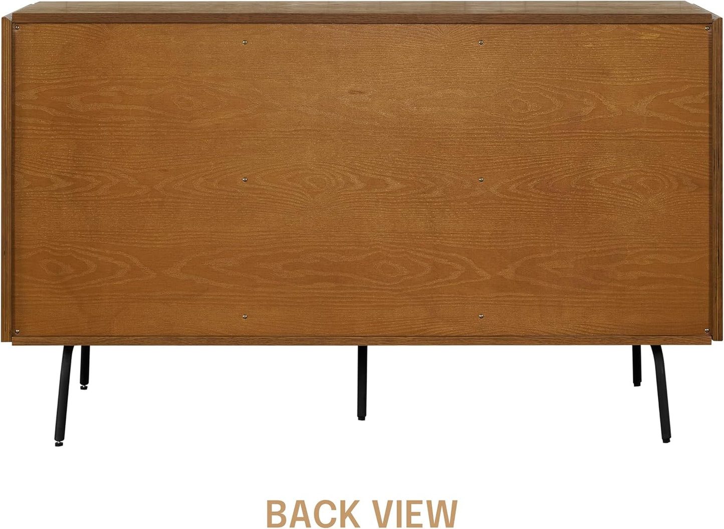 NTC Veil Modern Sideboard with 3 Doors, Buffet Cabinet with Vertical Groove Design and Metal Legs, Storage Cabinet for Living Room, and Hallway, Effortless Assembly - Rustic Oak