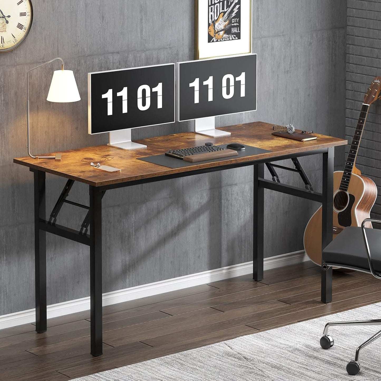 Need Office Computer Desk - 54.3L Sturdy and Heavy Duty Folding Laptop Table,Writing Table/Home Office Desk/Sewing Table,No Assembly Required (Rertro Color) AC5FB138