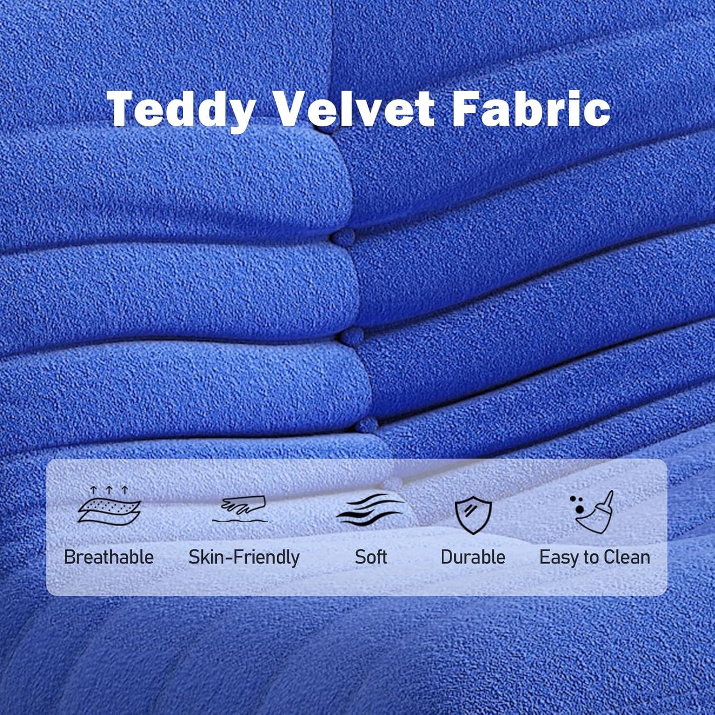 Bean Bag Chair, Memory Foam Bean Bag Sofa Large Bean Bag Chair for Adults, Bean Bags Chairs for Teens with High Density Comfortable Foam, Bean Bag for Living Room, Bedroom (Blue)