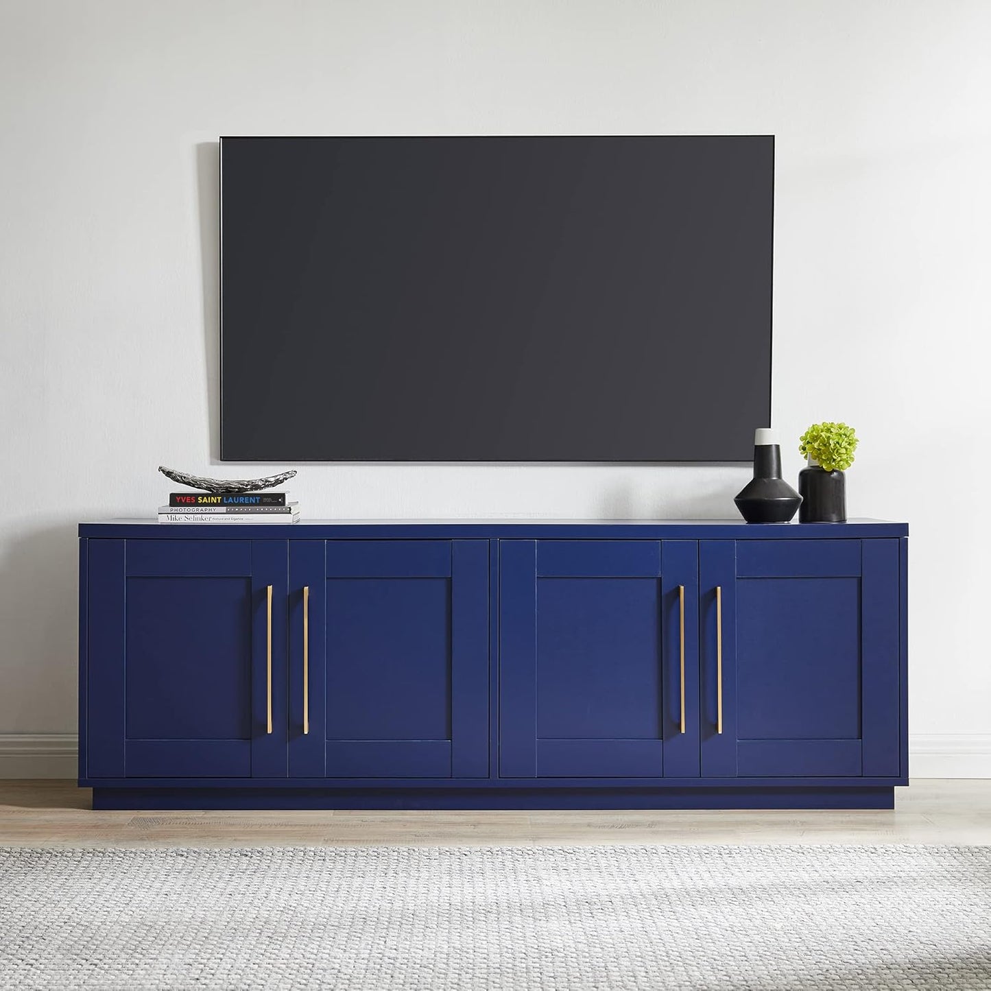 Henn&Hart Tillman TV Stand, 68" Wide, Blue