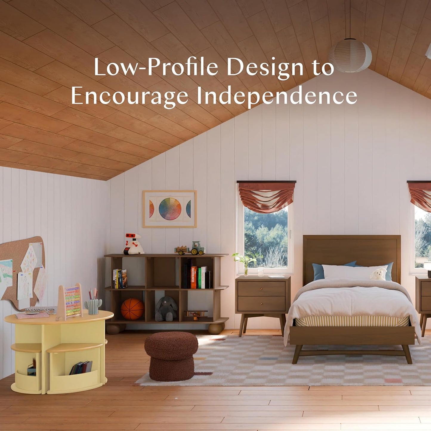 Babyletto Bondi Assembled Open Bookcase Kids Book Case w/Wide 6-Cube Montessori Wooden Book Shelves for Bedroom/Playroom/Living Room/Office - Modern Wood Bookshelf - Natural Walnut