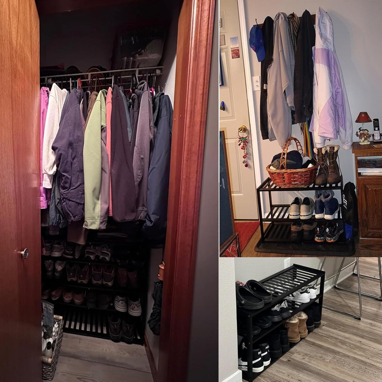 Shoe Rack Bamboo 5 Tier Shoe Organizer, Storage 20-25 Pairs for Closet Entryway, Stackable Large Tall Shoe Shelf Holder Stand Cubby for Door Hallway Bedroom Garage