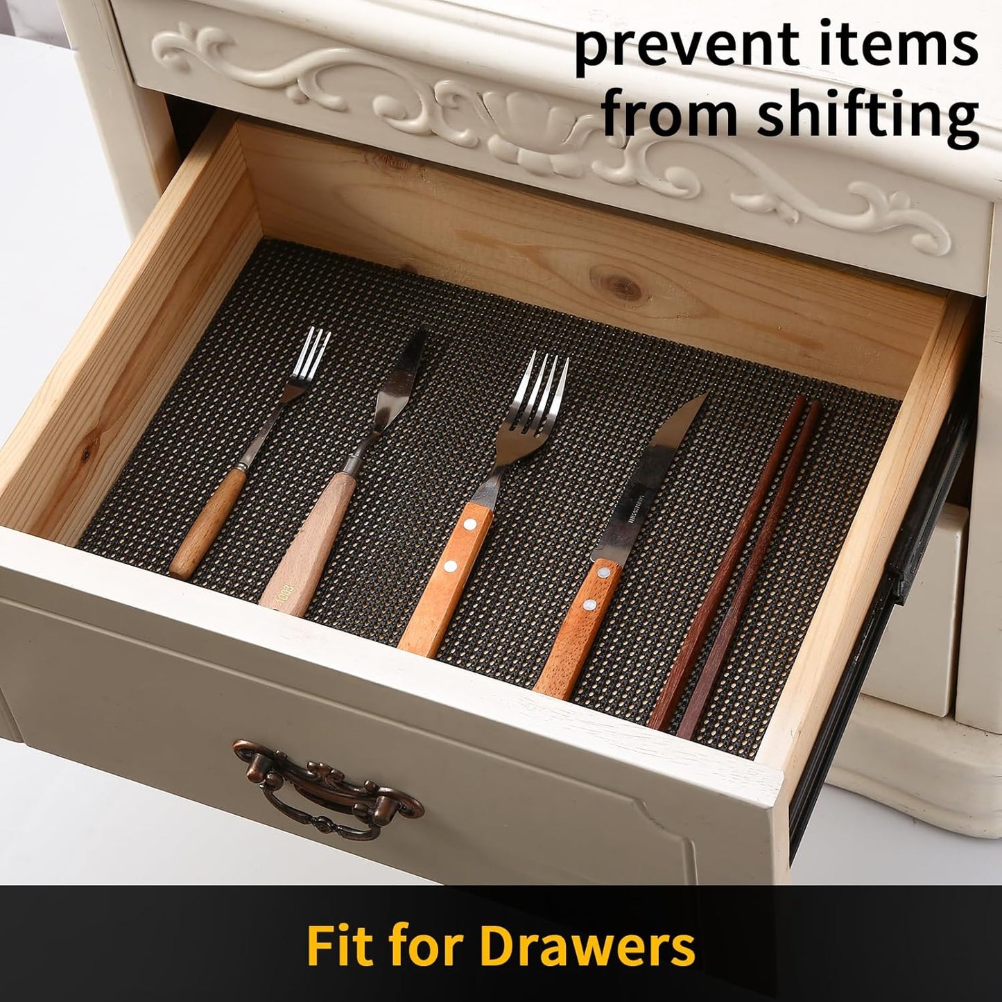 iwtmm Drawer Shelf and Cabinet Liners Non-Adhesive Extra Strong Grip - Keep Items in Place for Kitchen, Bathroom, Office & Wardrobe, Heavy Duty Anti-Slip Liners for Cabinets, Cupboards, Drawers