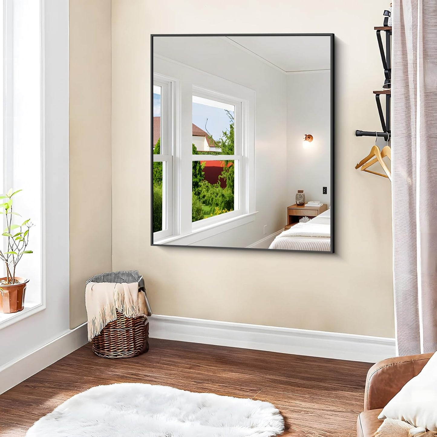 KOCUUY Black Rectangle Mirror, 36"x40" Bathroom Mirrors for Over Sink, Large Black Wall Mounted Mirror, Metal Framed Mirror for Wall, Vanity Mirror for Bathroom Living Room Bedroom Dining Room