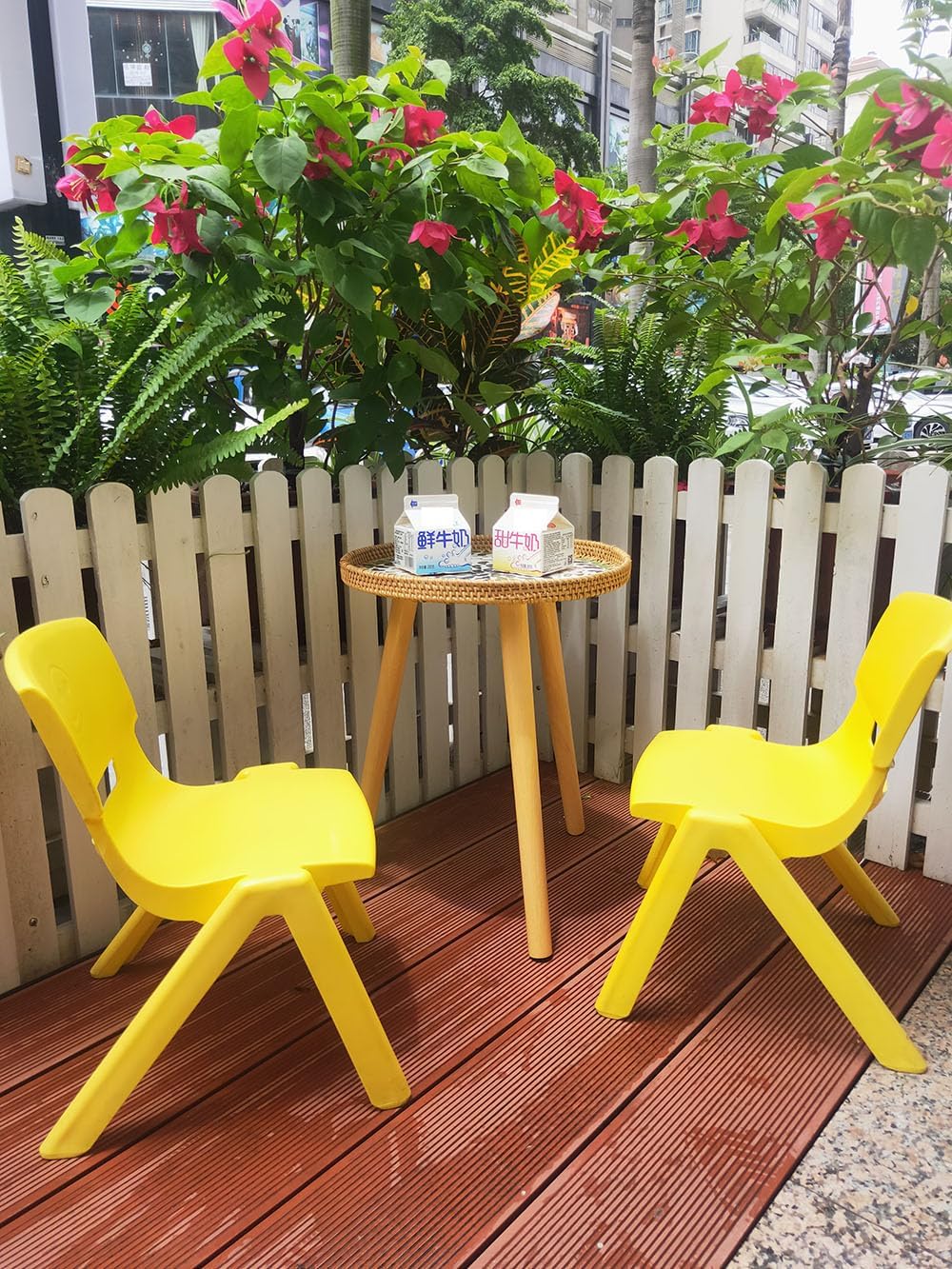 Rattan Round Side Table, Mother of Pearl Inlay Table,Round End/Side Tables for Living Room, Bedrooms, Pedestal Plant Stand for Balcony (Green)